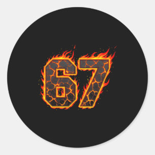 67 Flames Meme Six Seven Fire Funny Gen Alpha Slan Classic Round Sticker
