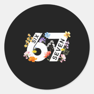 67 Floral Flower Gen 67th Birthday Number 67  Classic Round Sticker