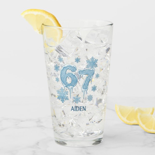 67 Funny 6 7 Six Seven Personalised Christmas Glass (Front Ice)