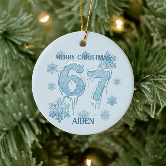 67 Funny 6 7 Six Seven Personalized Christmas Ceramic Tree Decoration (Tree)