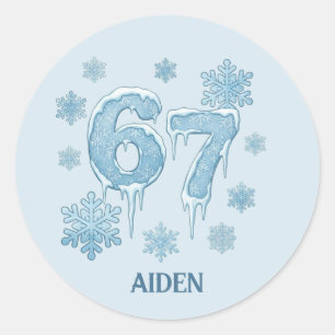 67 Funny 6 7 Six Seven Personalized Christmas Classic Round Sticker