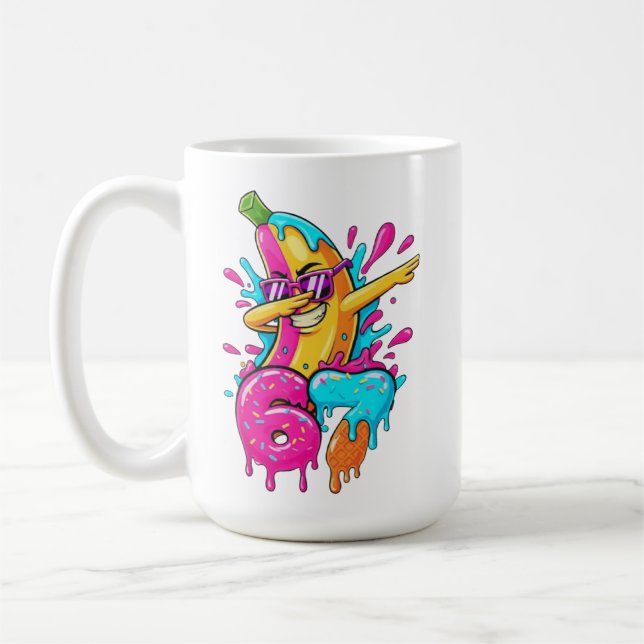 67 Funny Baseball Dabbing Banana 6 7 Dripping Ice  Coffee Mug (Left)