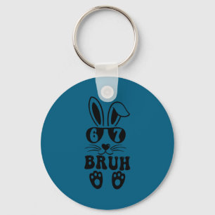67 funny bruh six seven meme rabbit bunny key ring