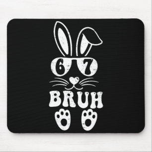 67 Funny Bruh Six Seven Meme Rabbit Bunny Sungles Mouse Pad