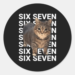 67 Funny Cat Six Seven Meme Gen Z Alpha Humor Anim Classic Round Sticker