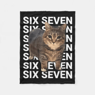 67 Funny Cat Six Seven Meme Gen Z Alpha Humor Anim Fleece Blanket