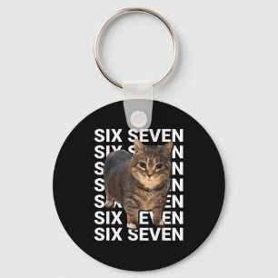 67 Funny Cat Six Seven Meme Gen Z Alpha Humor Anim Key Ring