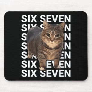 67 Funny Cat Six Seven Meme Gen Z Alpha Humor Anim Mouse Pad