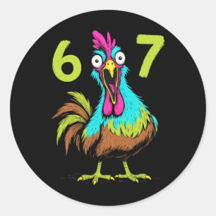 67 Funny Chicken Meme Six Seven Gamer Humour Gifts Classic Round Sticker