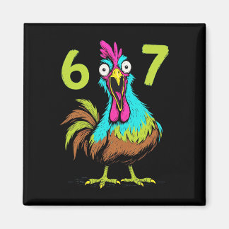 67 Funny Chicken Meme Six Seven Gamer Humour Gifts Magnet