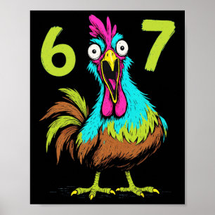 67 Funny Chicken Meme Six Seven Gamer Humour Gifts Poster