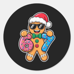 67 Funny Christmas Boys Kids Xmas Six Seven Ginger Classic Round Sticker
