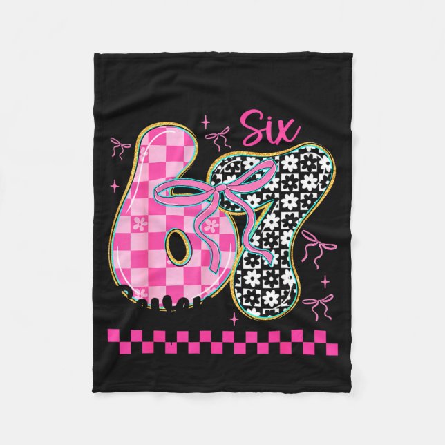 67 Funny Meme Filled With Hearts Six Seven Valenti Fleece Blanket (Front)