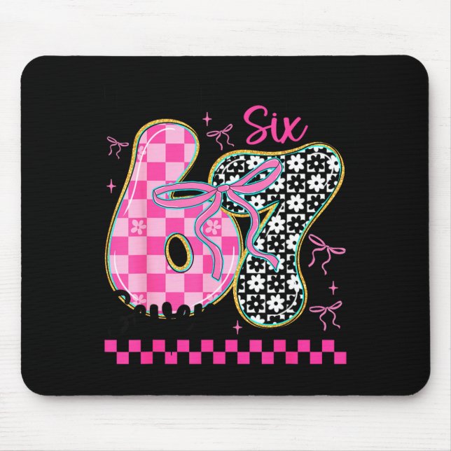67 Funny Meme Filled With Hearts Six Seven Valenti Mouse Pad (Front)