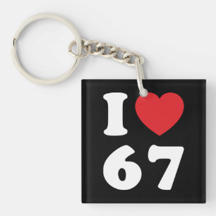 67 Funny Meme I Love Six Seven 67th Birthday Key Ring