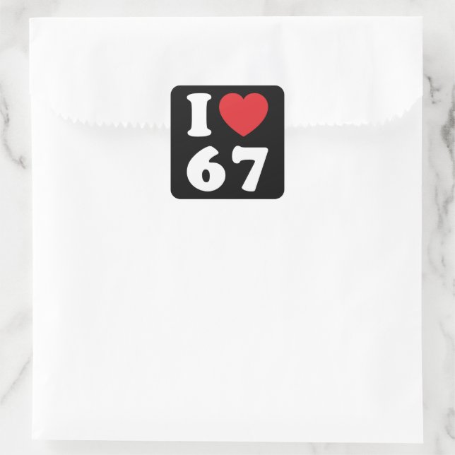 67 Funny Meme I Love Six Seven 67th Birthday Square Sticker (Bag)