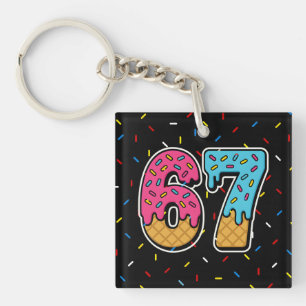 67 Funny Meme Ice Cream Six Seven Gen Alpha Key Ring