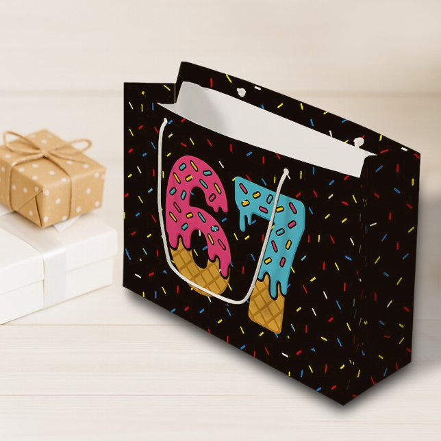 67 Funny Meme Ice Cream Six Seven Gen Alpha Large Gift Bag (Creator Uploaded)