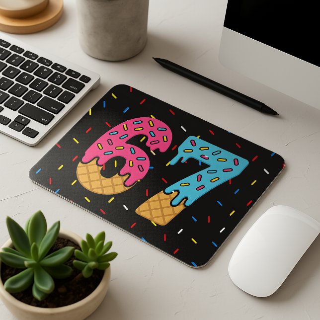 67 Funny Meme Ice Cream Six Seven Gen Alpha Mouse Pad (Creator Uploaded)