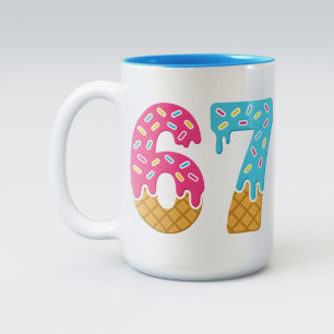 67 Funny Meme Ice Cream Six Seven Gen Alpha Two-Tone Coffee Mug