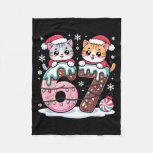 67 Funny Meme Kawaii Cats Christmas Ice Cream Drip Fleece Blanket