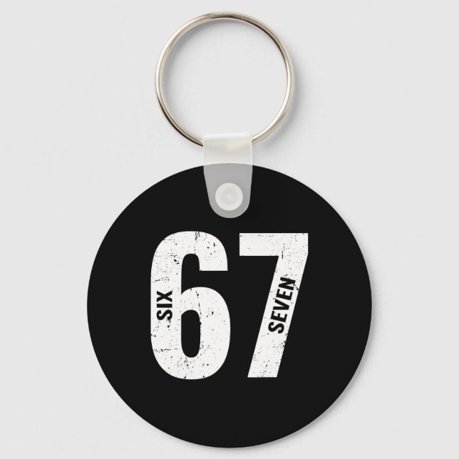 67 Funny Meme Six Seven Retro  Key Ring (Front)
