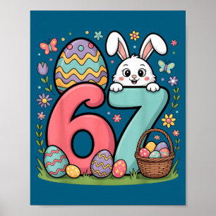 67 Funny Six Seven Gen Meme Cute Rabbit Bunny East Poster
