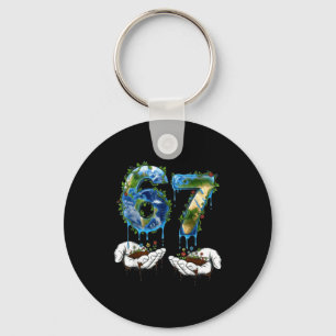 67 funny six seven gen meme earth day planet drip  key ring