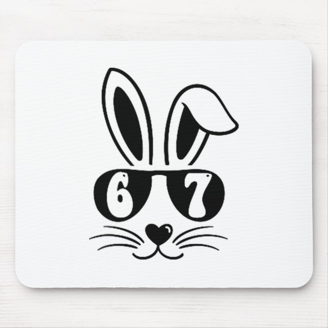 67 Funny Six Seven Meme Rabbit Bunny Sunglasses Ea Mouse Pad (Front)