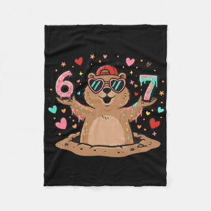67 Funny Six Seven Respect The Groundhog Woodchuck Fleece Blanket