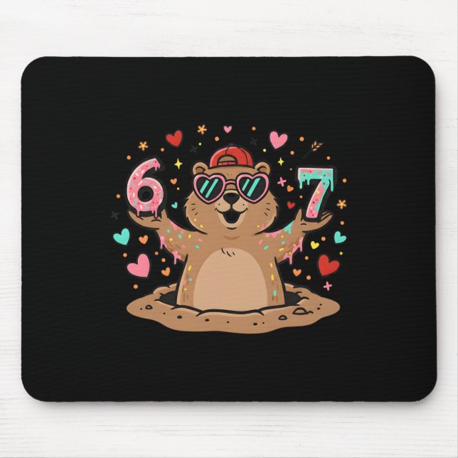67 Funny Six Seven Respect The Groundhog Woodchuck Mouse Pad (Front)