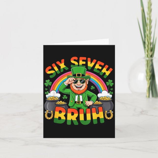 67 funny st. patrick's day six seven meme  card (Front)