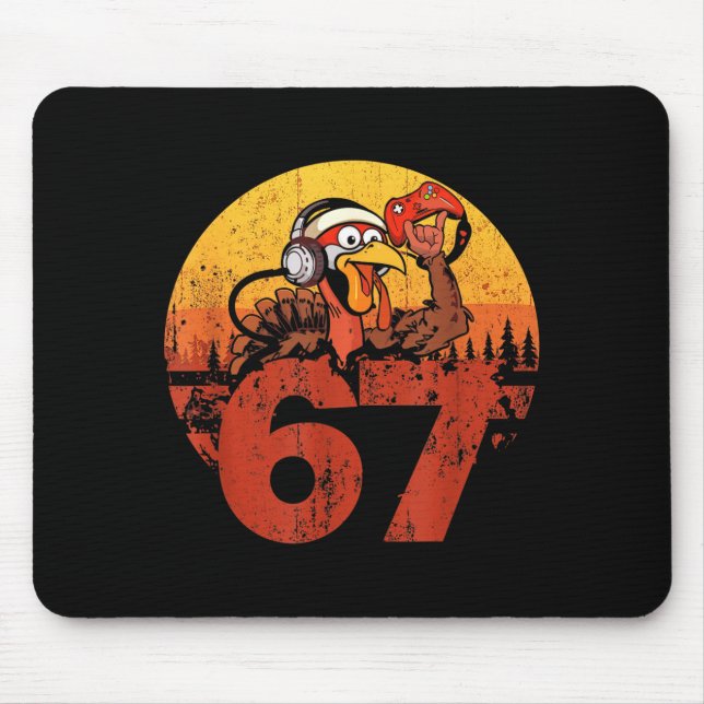 67 Funny Turkey Thanksgiving Gym Fitness Workout S Mouse Pad (Front)