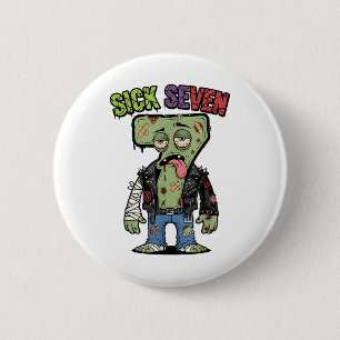 67 Funny Zombie Six Seven Humor Meme Brainrot Sick 6 Cm Round Badge