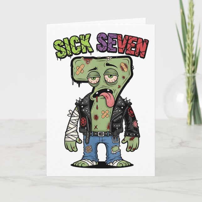 67 Funny Zombie Six Seven Humor Meme Brainrot Sick Card (Front)