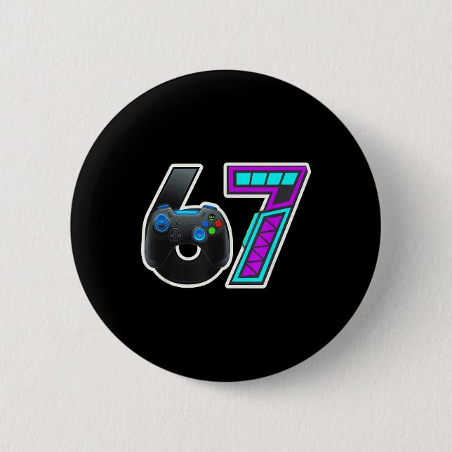 67 Gamer Console Controller Design  6 Cm Round Badge (Front)