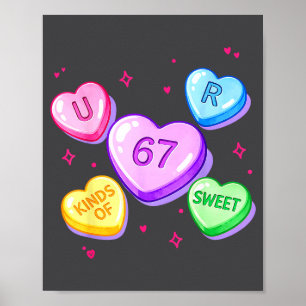 67 Gen Alpha Kids Slang Valentines Day Candy Heart Poster