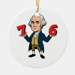 67 George Washington 7-6 Six Seven Meme 67 Ceramic Tree Decoration