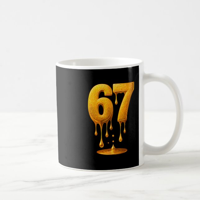 67 Gold Drip Six Seven Funny Meme  Coffee Mug (Right)