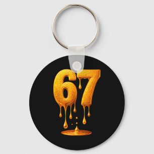 67 Gold Drip Six Seven Funny Meme  Key Ring