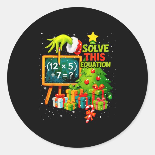67 Green Teacher Christmas Six Seven Meme Brainrot Classic Round Sticker (Front)