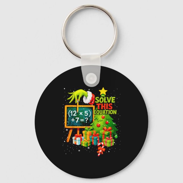 67 Green Teacher Christmas Six Seven Meme Brainrot Key Ring (Front)