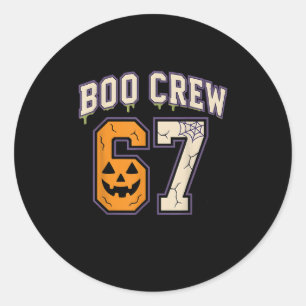67 Halloween Boo Crew Sports Jersey Brainrot Meme  Classic Round Sticker