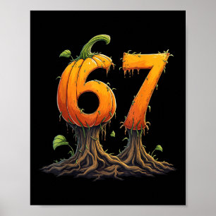 67 Halloween Brainrot Meme 6 7 Numbers Six Seven P Poster