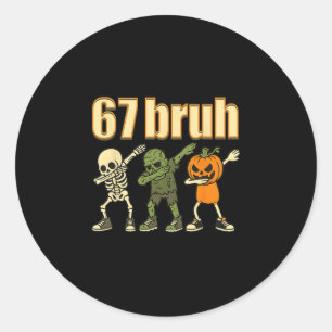 67 Halloween Bruh Funny Brainrot Meme Six Seven Bo Classic Round Sticker