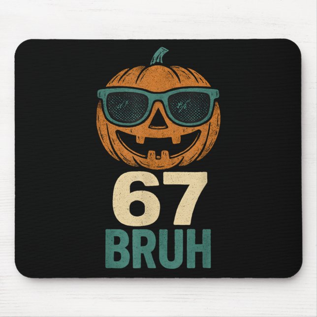 67 Halloween Bruh Pumpkin 6-7 Meme Gen Alpha Slang Mouse Pad (Front)