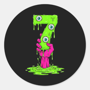 67 Halloween Costume Funny Number 7 Seven Meme For Classic Round Sticker