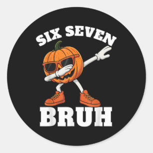67 Halloween Funny Six Seven Bruh Meme Brainrot Pu Classic Round Sticker