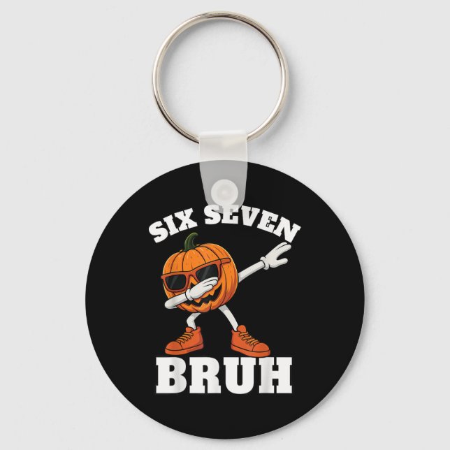 67 Halloween Funny Six Seven Bruh Meme Brainrot Pu Key Ring (Front)