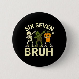 67 Halloween Funny Six Seven Meme Brainrot Pumpkin 6 Cm Round Badge